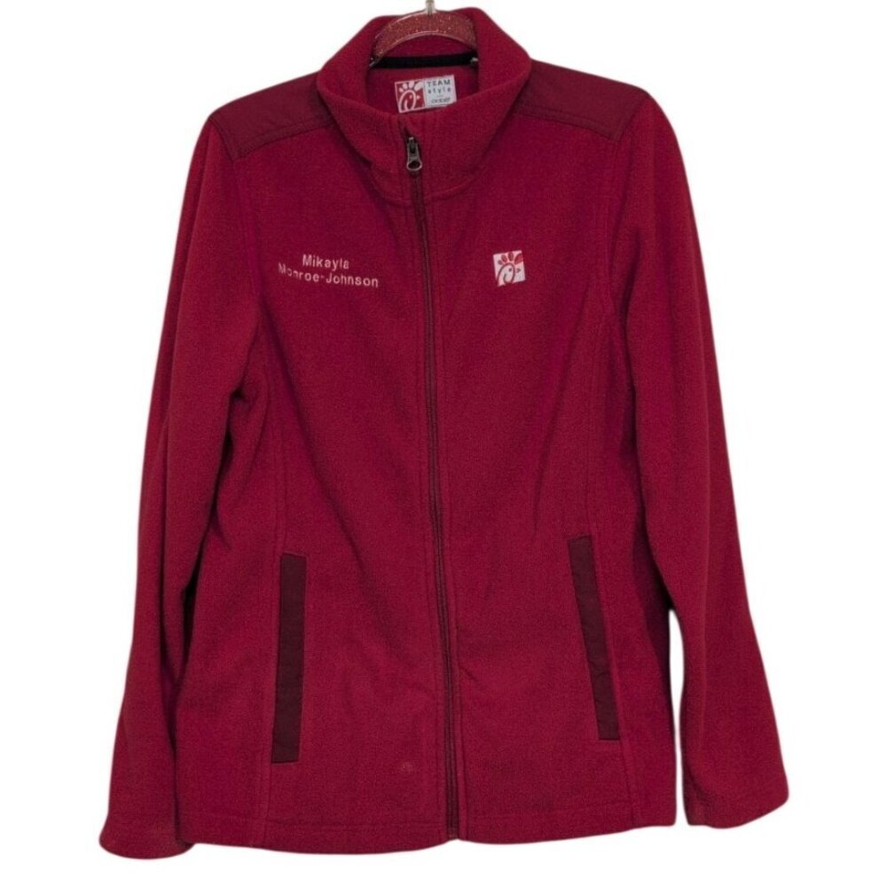 Chick Fil A Fleece Jacket Womens Size Medium Red Embroidered Name Employee